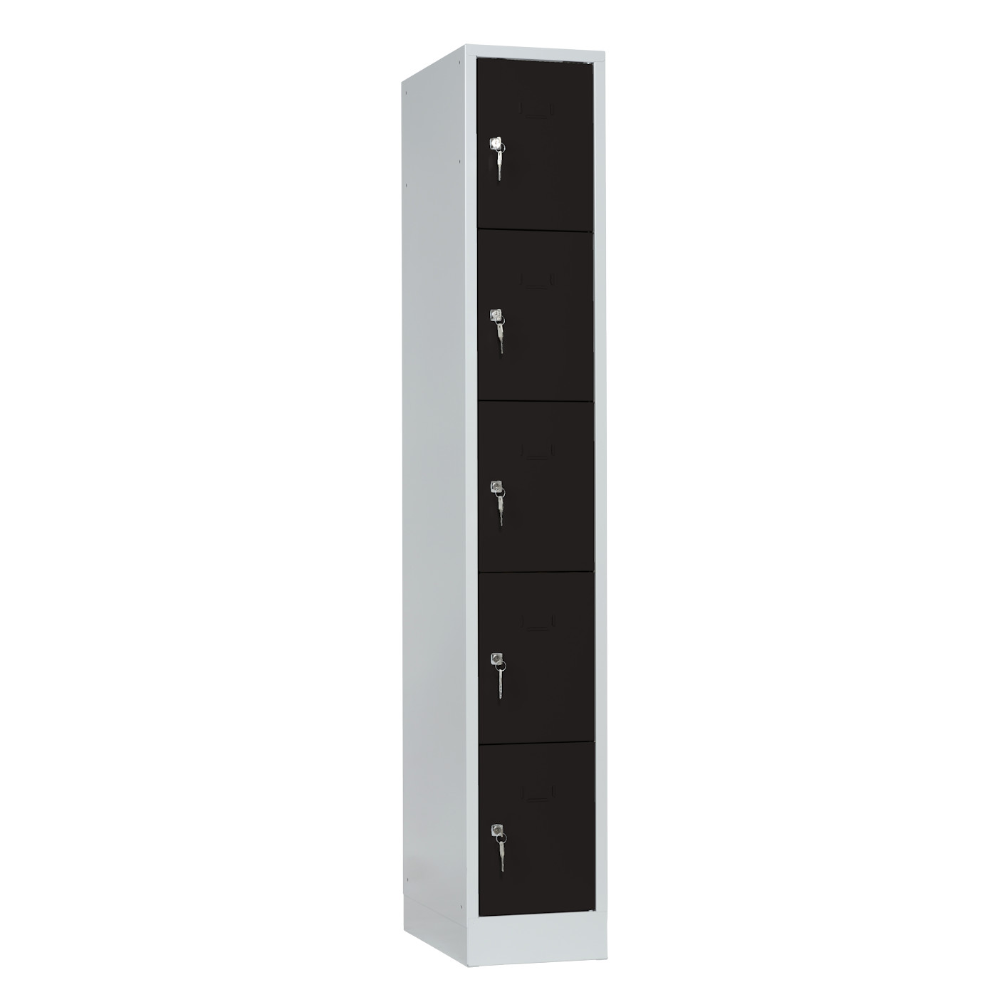 Wolf Schließfachschrank Serie 40 mit Sockel Abteilbreite 300 mm 1 Abteil à 5 Fächer Tiefschwarz RAL 9005