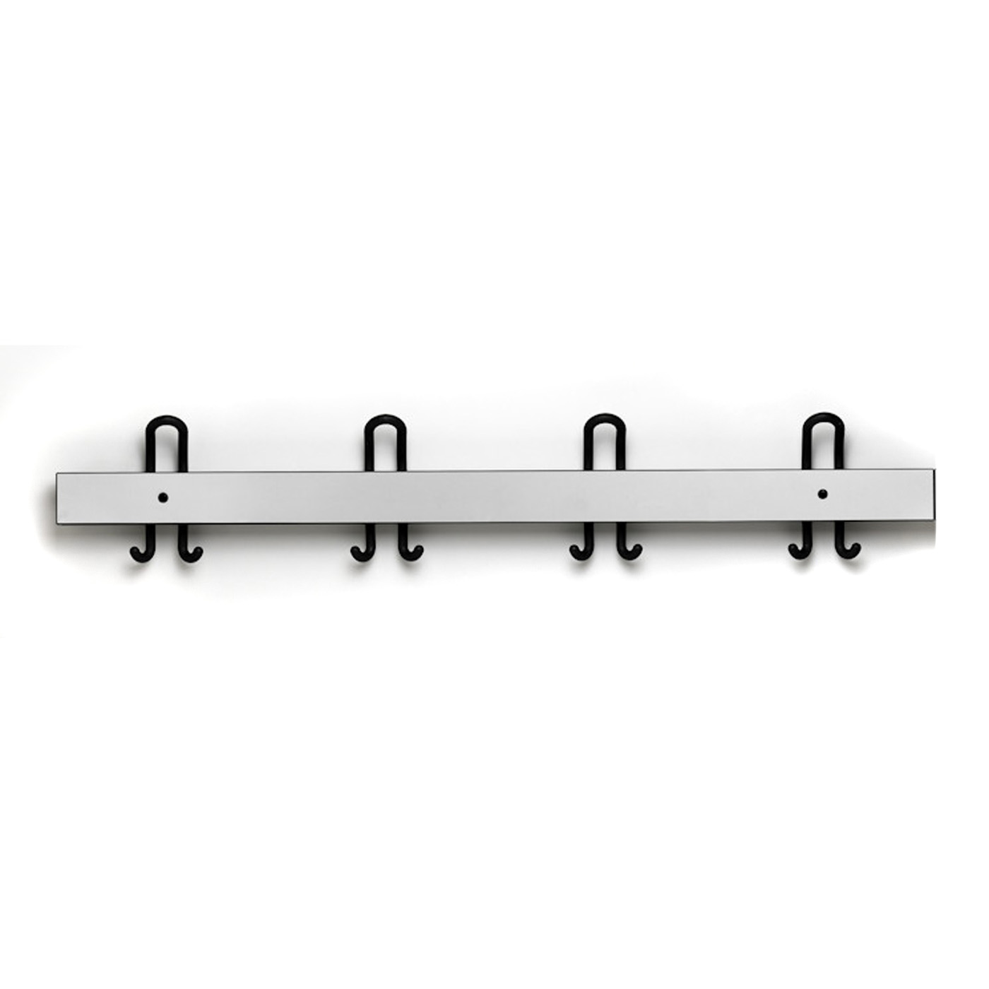 Wolf Garderobenleiste Serie 107 mit 4 Doppelhaken, 1000 mm, HPL-Leiste Lichtgrau