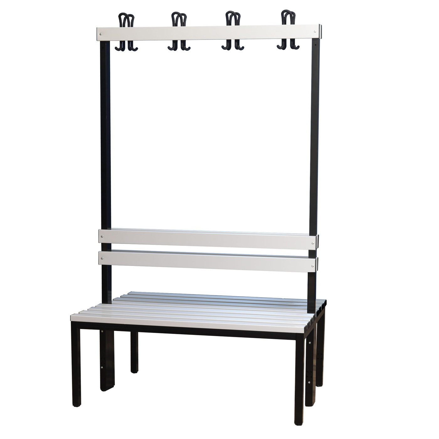 Wolf Garderobenbank Serie 103 doppelseitig Rückenlehne Sitzt. 2x355mm 1000mm Breite PVC Hellgrau