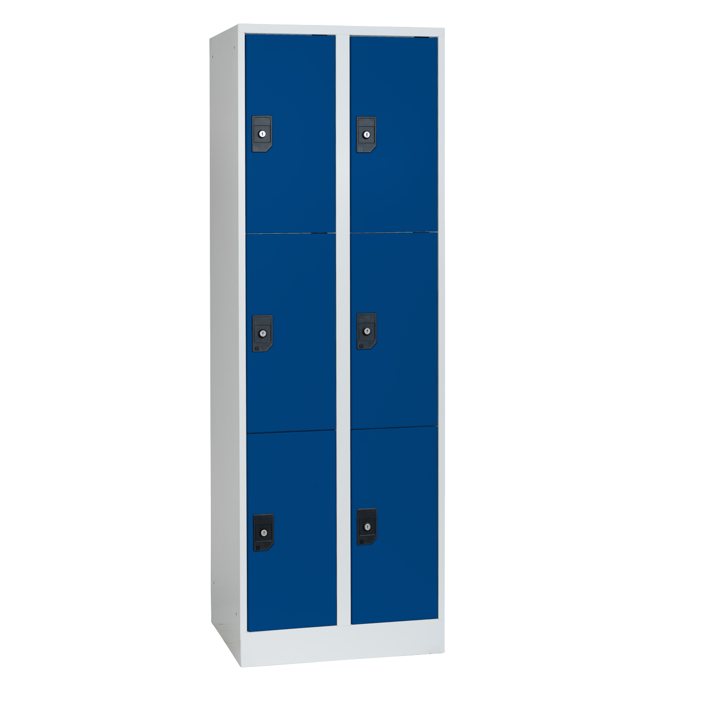 Wolf Fächerschrank Serie 96, Sockel, Abteilbreite 300 mm, 2 Abteile à 3 Fächer Enzianblau RAL 5010