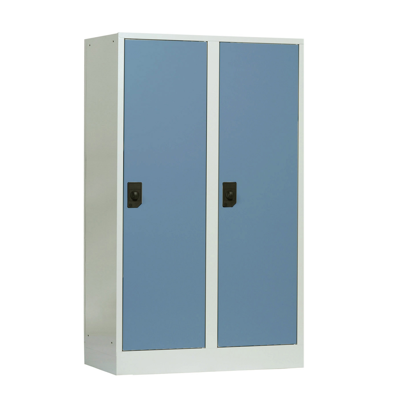 Wolf Spind Serie 81, Sockel , Abteilbreite 400 mm, 2 Abteile Brillantblau RAL 5007