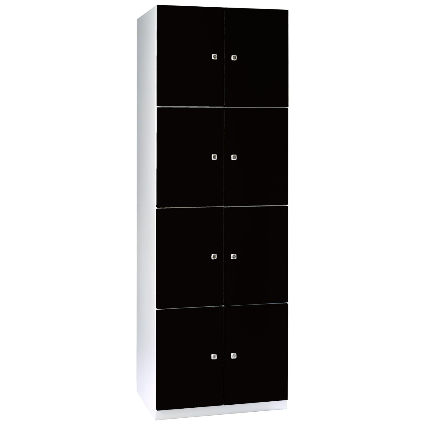 Wolf Mehrzweck-Fächerschrank Serie 77 Flügeltüren Abteilbreite 300 mm 2 Abteile 8 Fächer Tiefschwarz RAL 9005