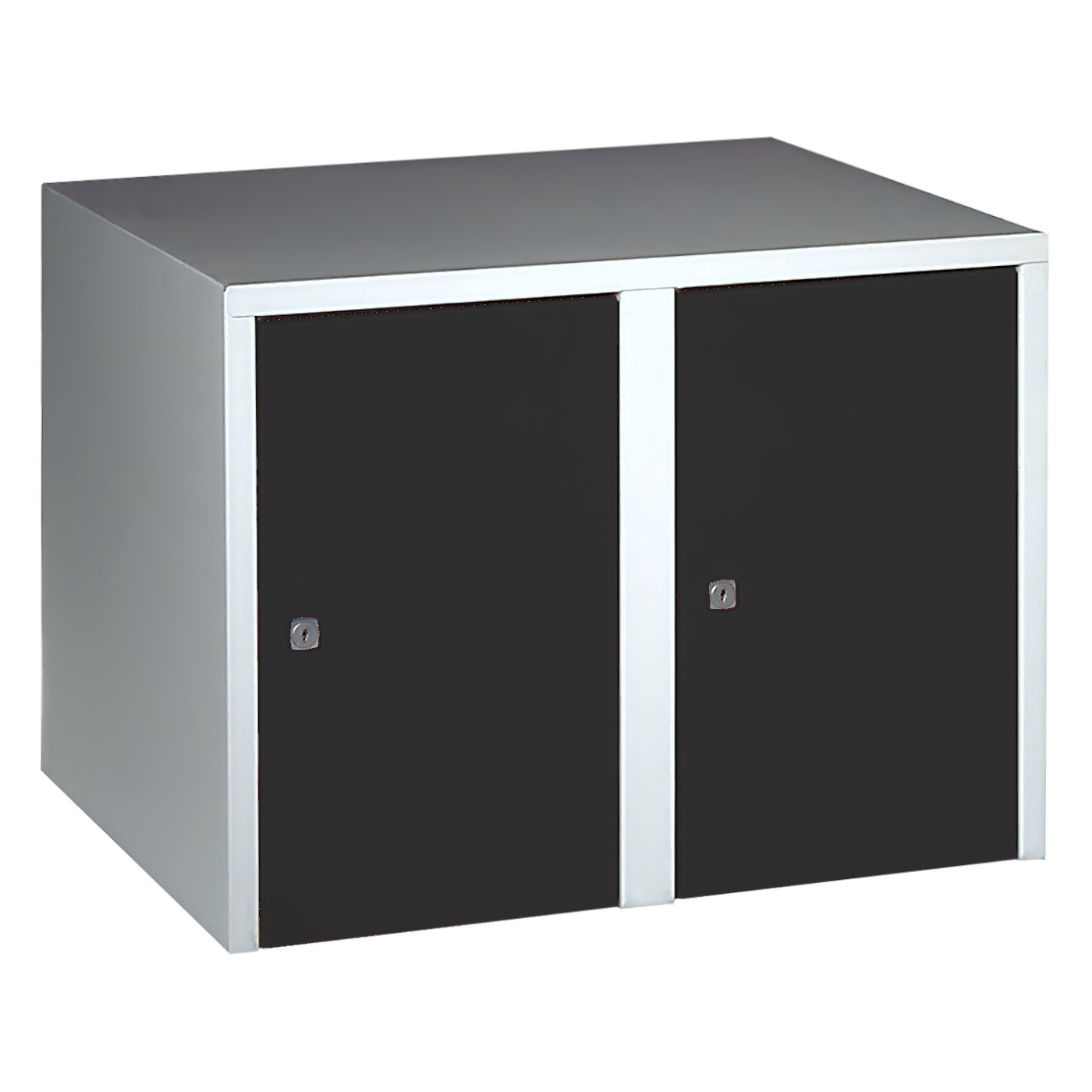 Wolf Aufsatzschrank Serie 73 , Sockel, Abteilbreite 300 mm, 2 Abteile Tiefschwarz RAL 9005