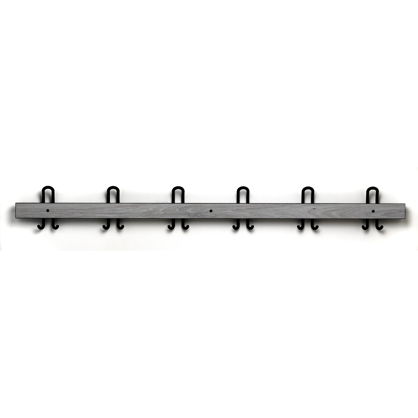 Wolf Garderobenleiste Serie 107 mit 6 Doppelhaken, 1500 mm, HPL-Leiste Oak Sliver