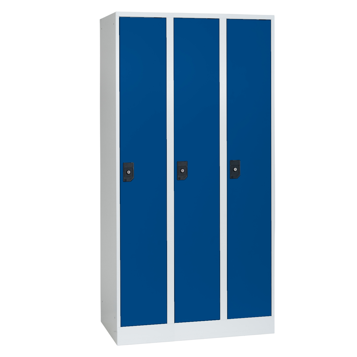 Wolf Spind Serie 96, Sockel, Abteilbreite 300 mm, 3 Abteile Enzianblau RAL 5010