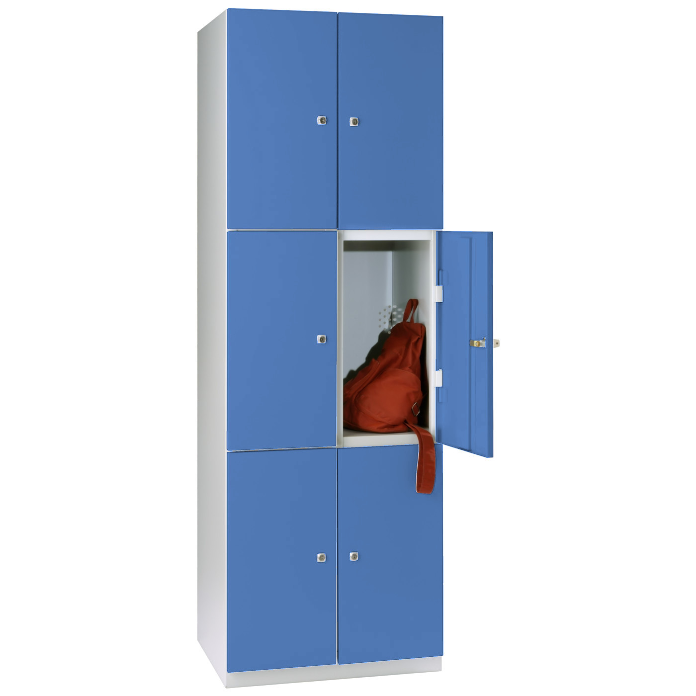 Wolf Mehrzweck-Fächerschrank Serie 77 Flügeltüren Abteilbreite 300 mm 2 Abteile 6 Fächer Lichtblau RAL 5012