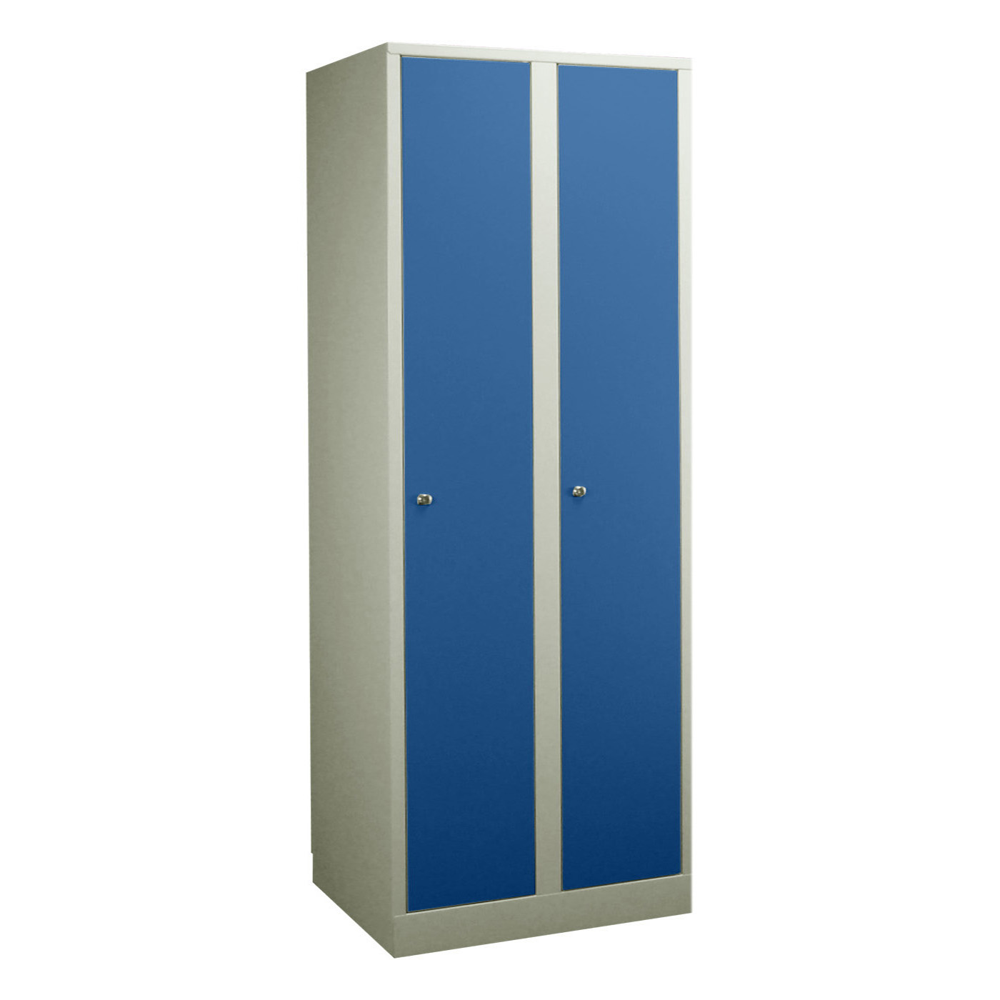 Wolf Spind Serie 42 extrahoch, Sockel, Abteilbreite 400 mm, 2 Abteile Enzianblau RAL 5010