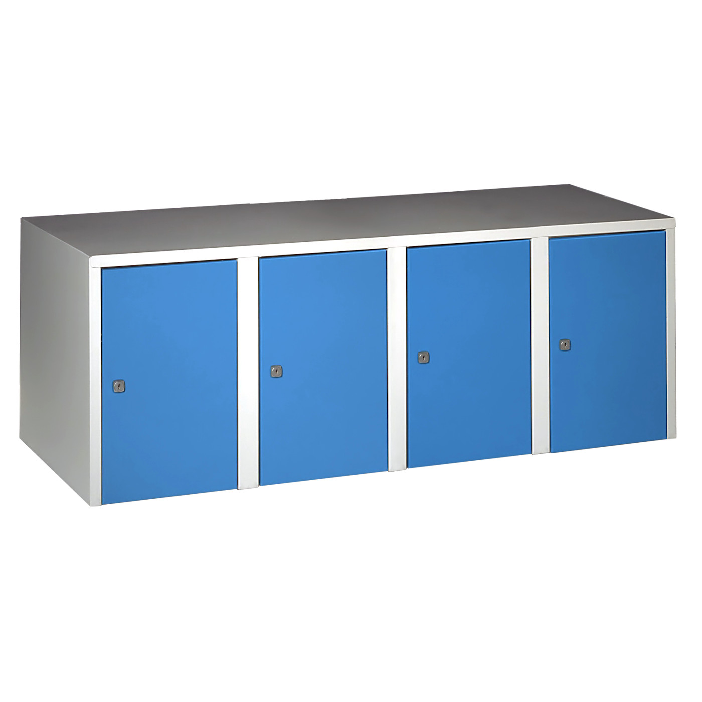 Wolf Aufsatzschrank Serie 73 , Sockel, Abteilbreite 300 mm, 4 Abteile Lichtblau RAL 5012