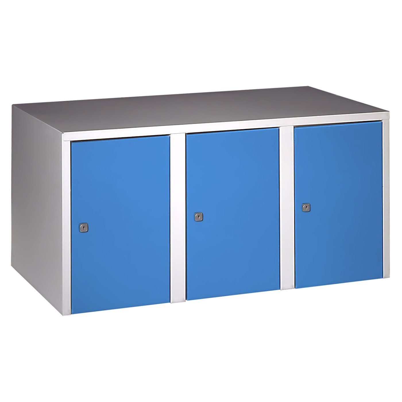 Wolf Aufsatzschrank Serie 73 , Sockel, Abteilbreite 300 mm, 3 Abteile Lichtblau RAL 5012
