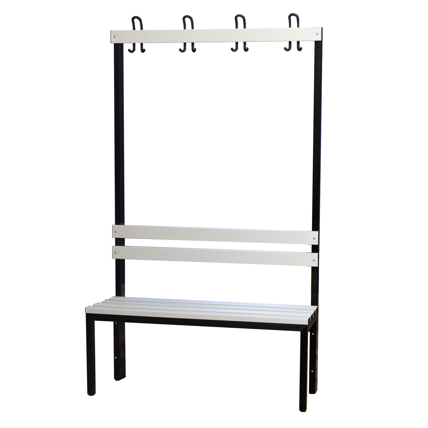 Wolf Garderobenbank Serie 102 einseitig Rückenlehne Sitztiefe 355 mm Breite 1000 mm PVC Hellgrau