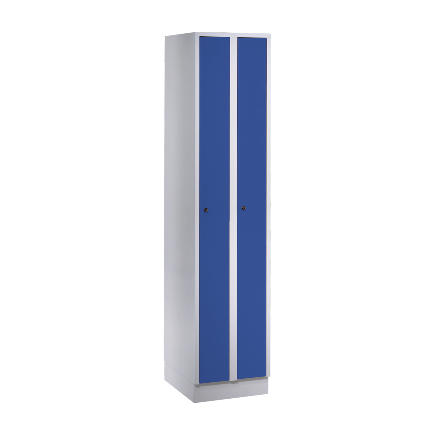 Wolf Raumspar-Spind Serie 71 R, Sockel, 2 Abteile mit einer Abteilbreite von je 200 mm Enzianblau RAL 5010