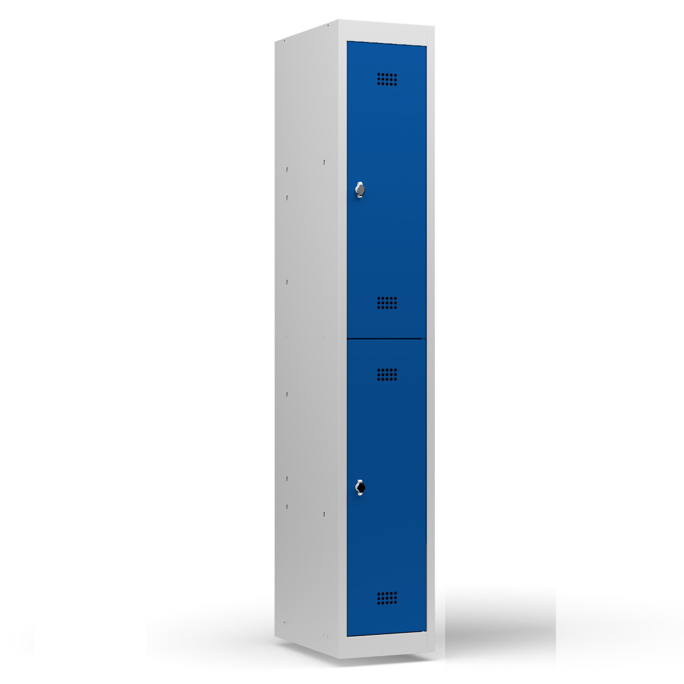 Wolf Spind-System Serie 30 doppelstöckig Grundelement Sockel Abteilbreite 300 mm 1 Abteil Enzianblau RAL 5010