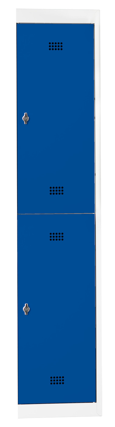 Wolf Spind-System Serie 30 doppelstöckig Anbauelement Sockel Abteilbreite 400 mm 1 Abteil Enzianblau RAL 5010