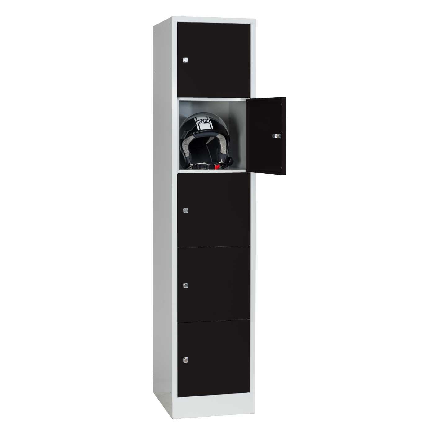 Wolf Schließfachschrank Serie 40 mit Sockel Abteilbreite 400 mm 1 Abteil à 5 Fächer Tiefschwarz RAL 9005