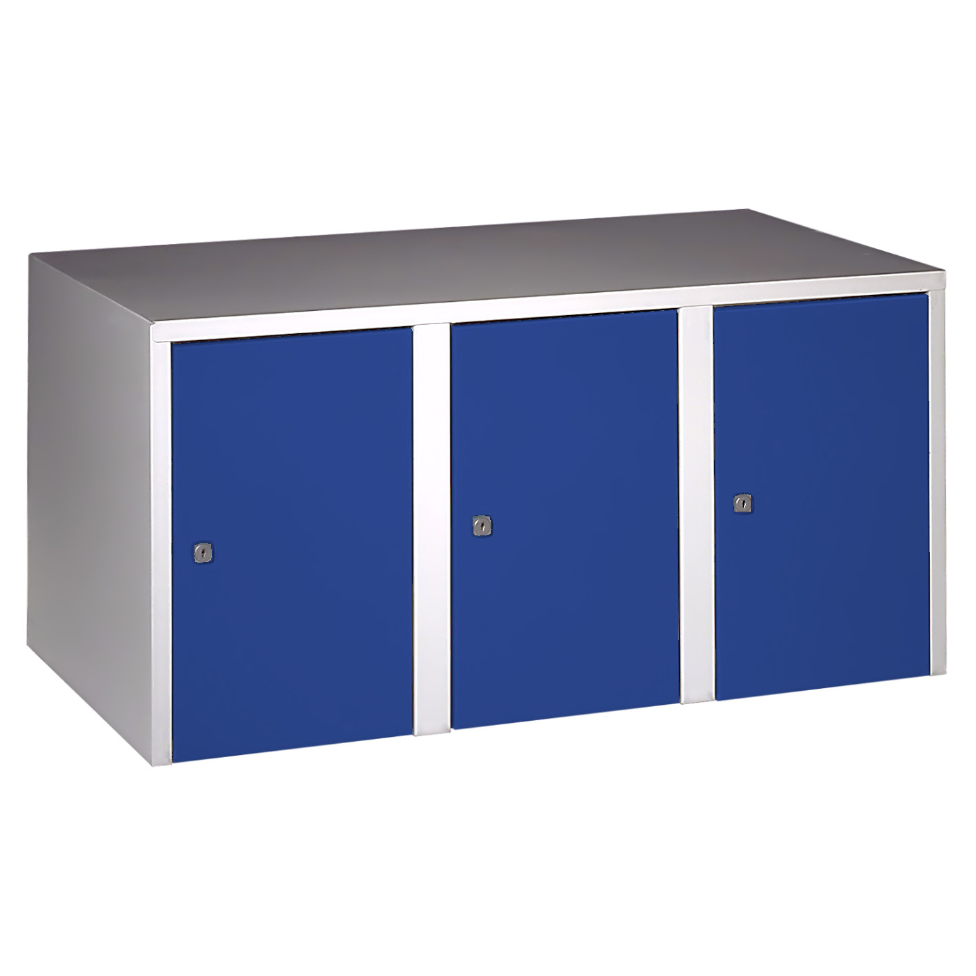 Wolf Aufsatzschrank Serie 73 , Sockel, Abteilbreite 300 mm, 3 Abteile Enzianblau RAL 5010