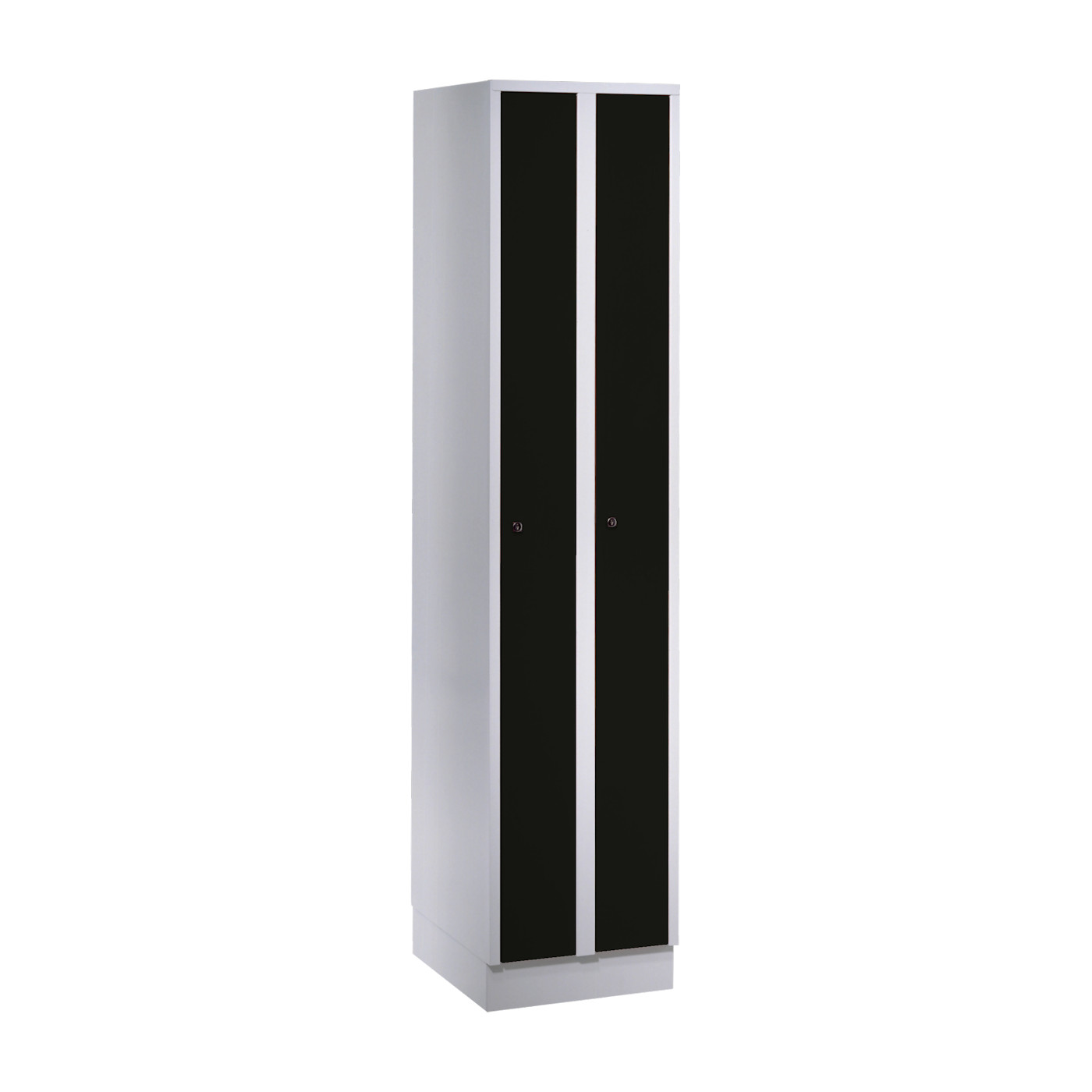Wolf Raumspar-Spind Serie 71 R, Sockel, 2 Abteile mit einer Abteilbreite von je 200 mm Tiefschwarz RAL 9005