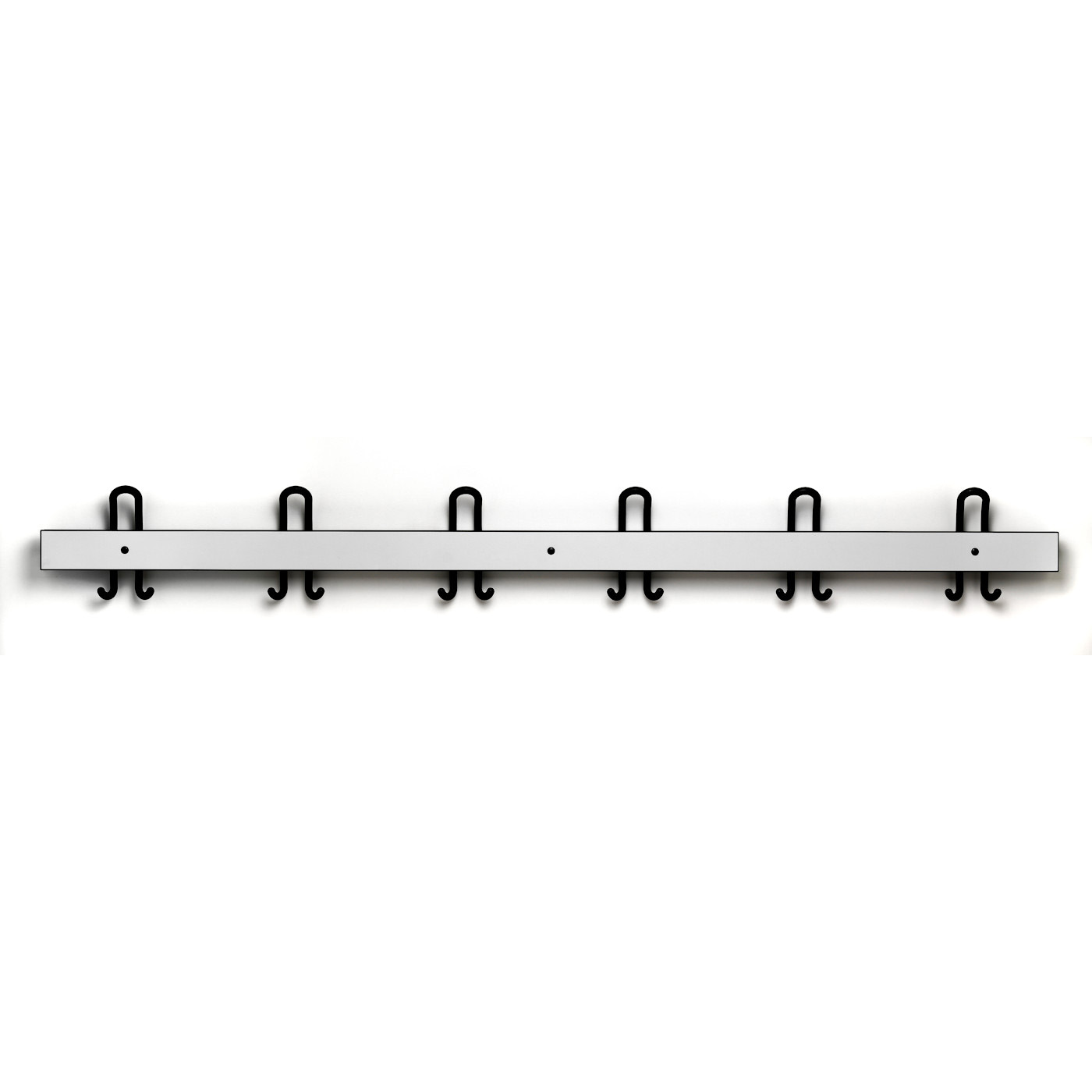 Wolf Garderobenleiste Serie 107 mit 6 Doppelhaken, 1500 mm, HPL-Leiste Lichtgrau