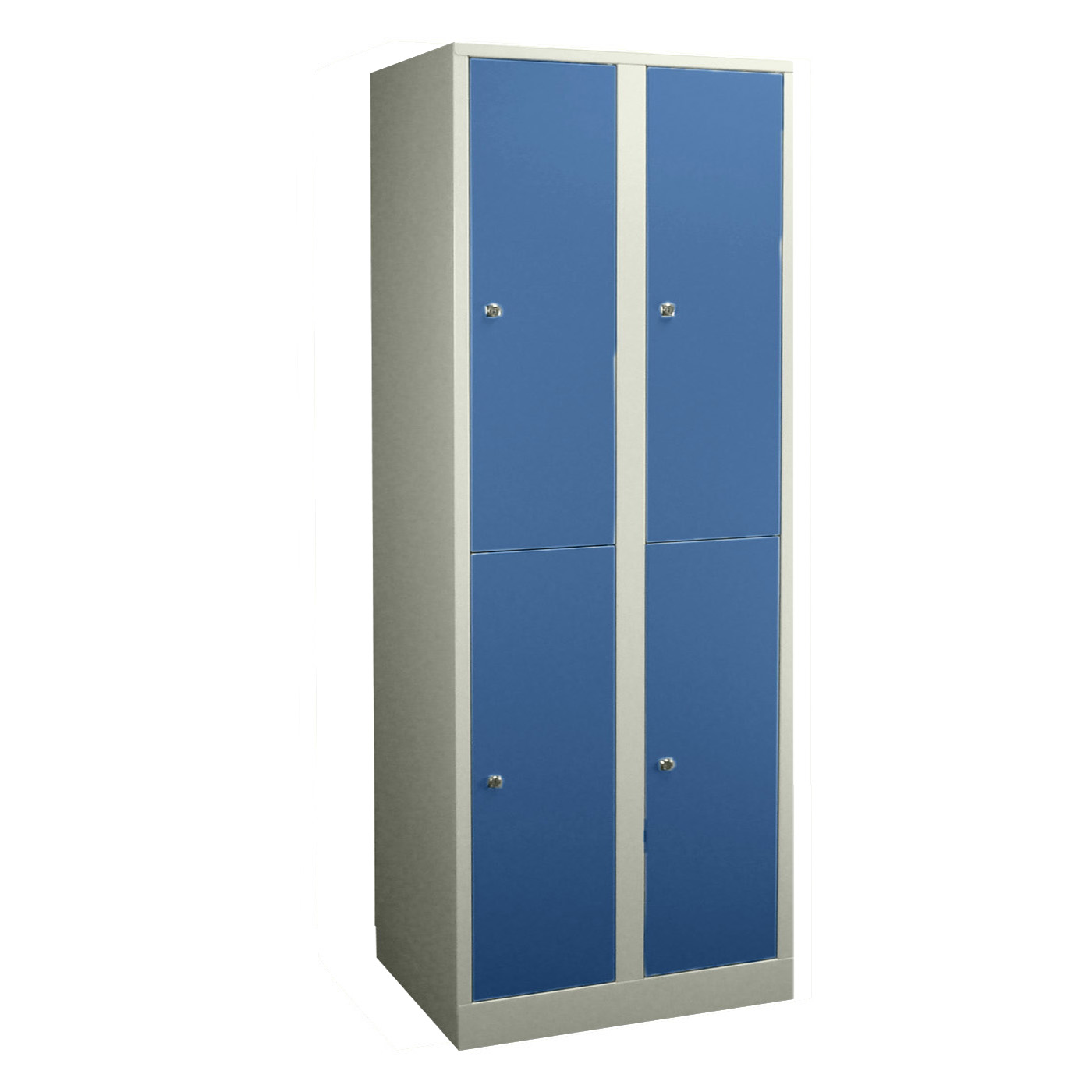 Wolf Spind Serie 42 doppelstöckig extrahoch Sockel Abteilbreite 400 mm 2 Abteile Enzianblau RAL 5010