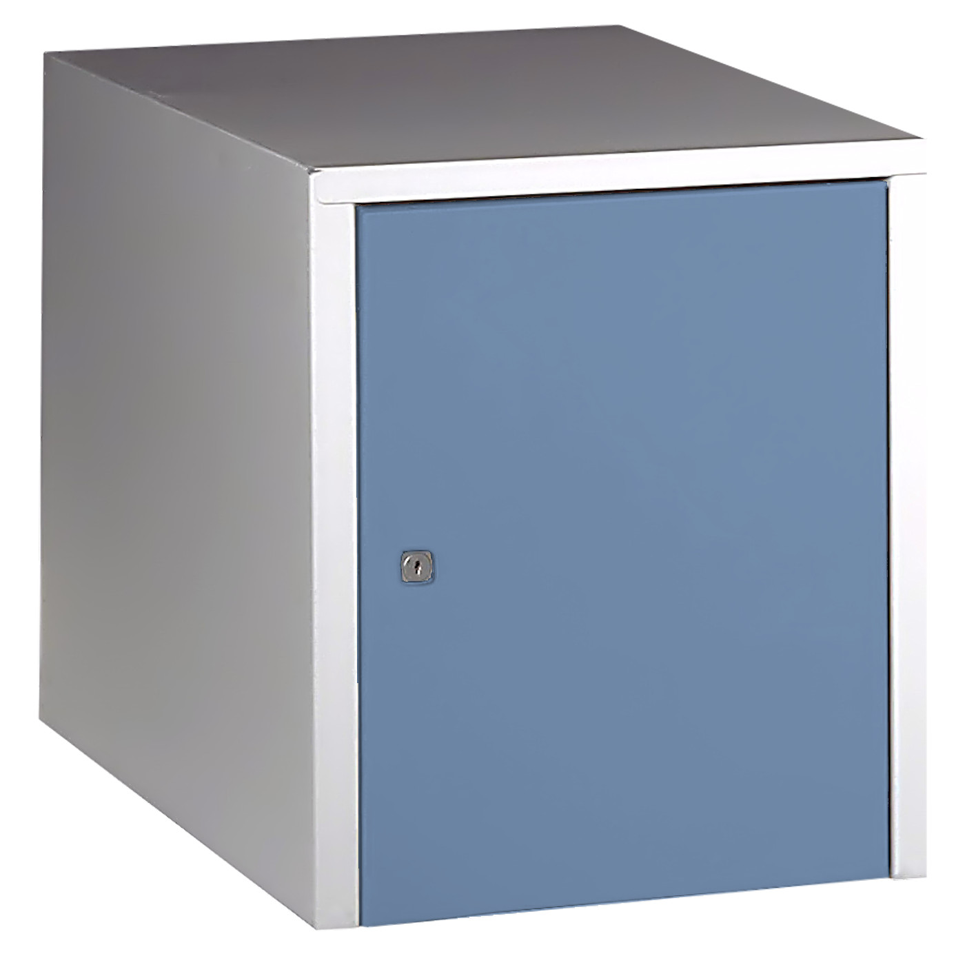 Wolf Aufsatzschrank Serie 73 , Sockel, Abteilbreite 400 mm, 1 Abteil Taubenblau RAL 5014