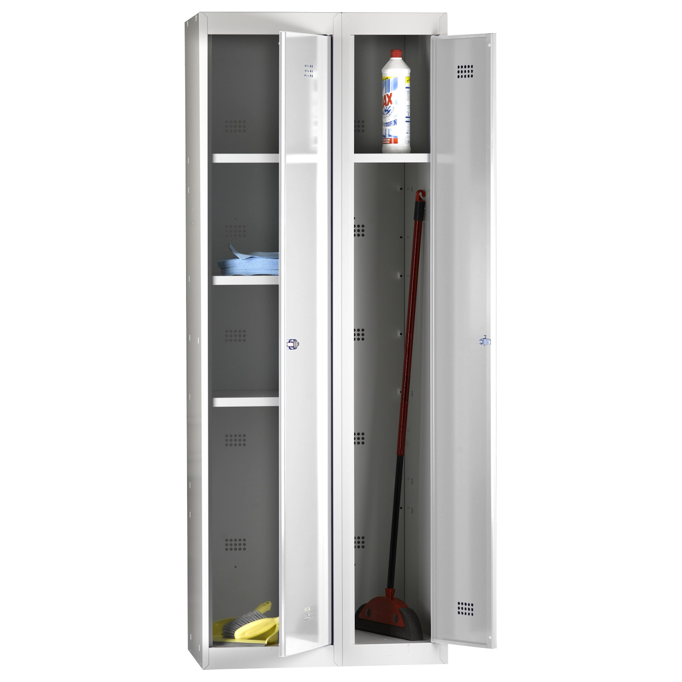 Wolf Mehrzweck-Spindsystem Serie 30 Grund- und Anbauelement 2 Abteile Lichtgrau RAL 7035