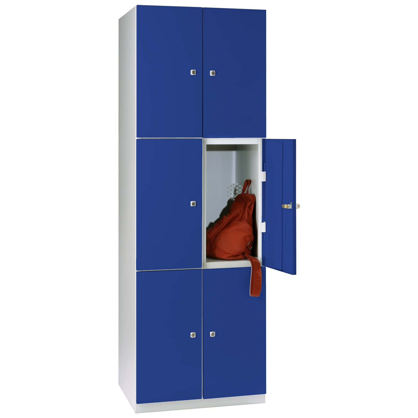 Wolf Mehrzweck-Fächerschrank Serie 77 Flügeltüren Abteilbreite 300 mm 2 Abteile 6 Fächer Enzianblau RAL 5010