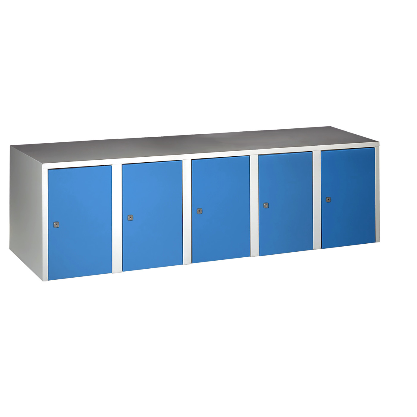Wolf Aufsatzschrank Serie 73 , Sockel, Abteilbreite 300 mm, 5 Abteile Lichtblau RAL 5012