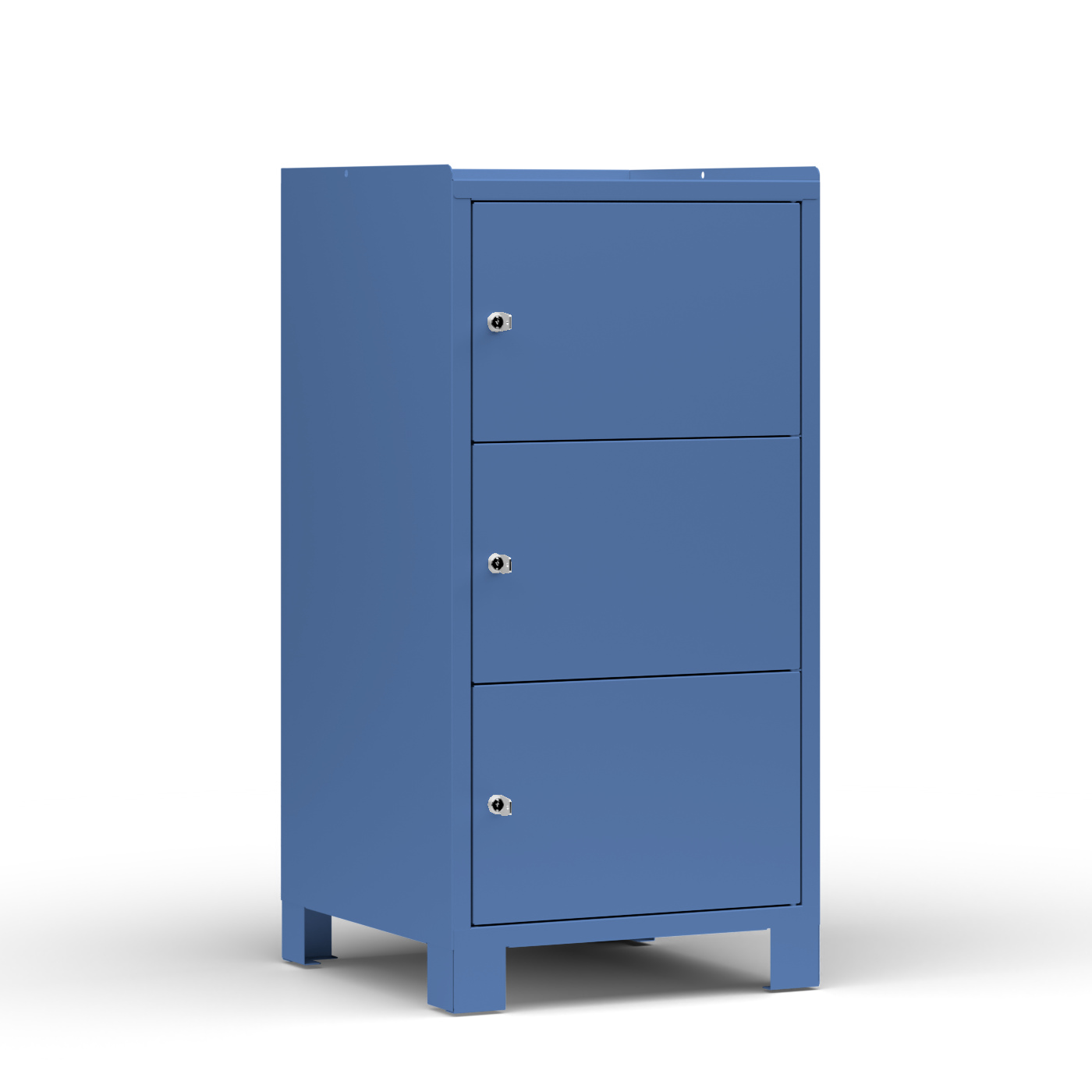 Wolf Werkzeugschrank Serie 59 Füße Breite 500 mm 3 verschließb. Fächer Brillantblau RAL 5007
