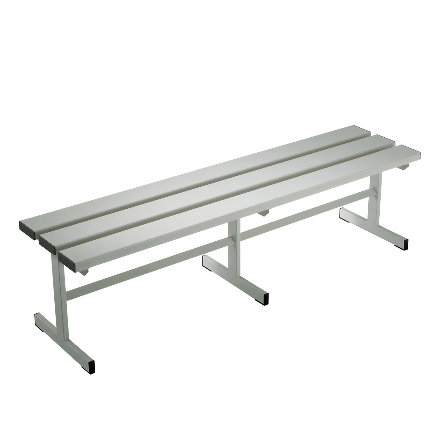 Wolf Umkleidebank Serie 100 einseitig T-Fuß Sitzt. 370 mm Breite 1500 mm PVC Hellgrau