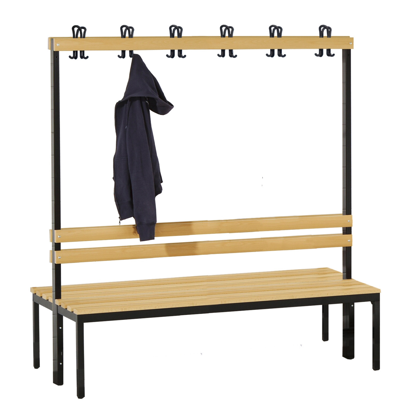 Wolf Garderobenbank Serie 103 doppelseitig Rückenlehne Sitzt. 2x355mm 1500mm Breite Buche