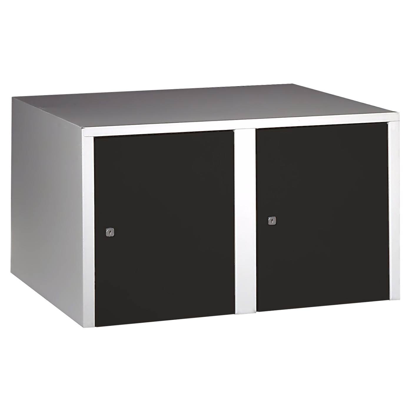 Wolf Aufsatzschrank Serie 73 , Sockel, Abteilbreite 400 mm, 2 Abteile Tiefschwarz RAL 9005