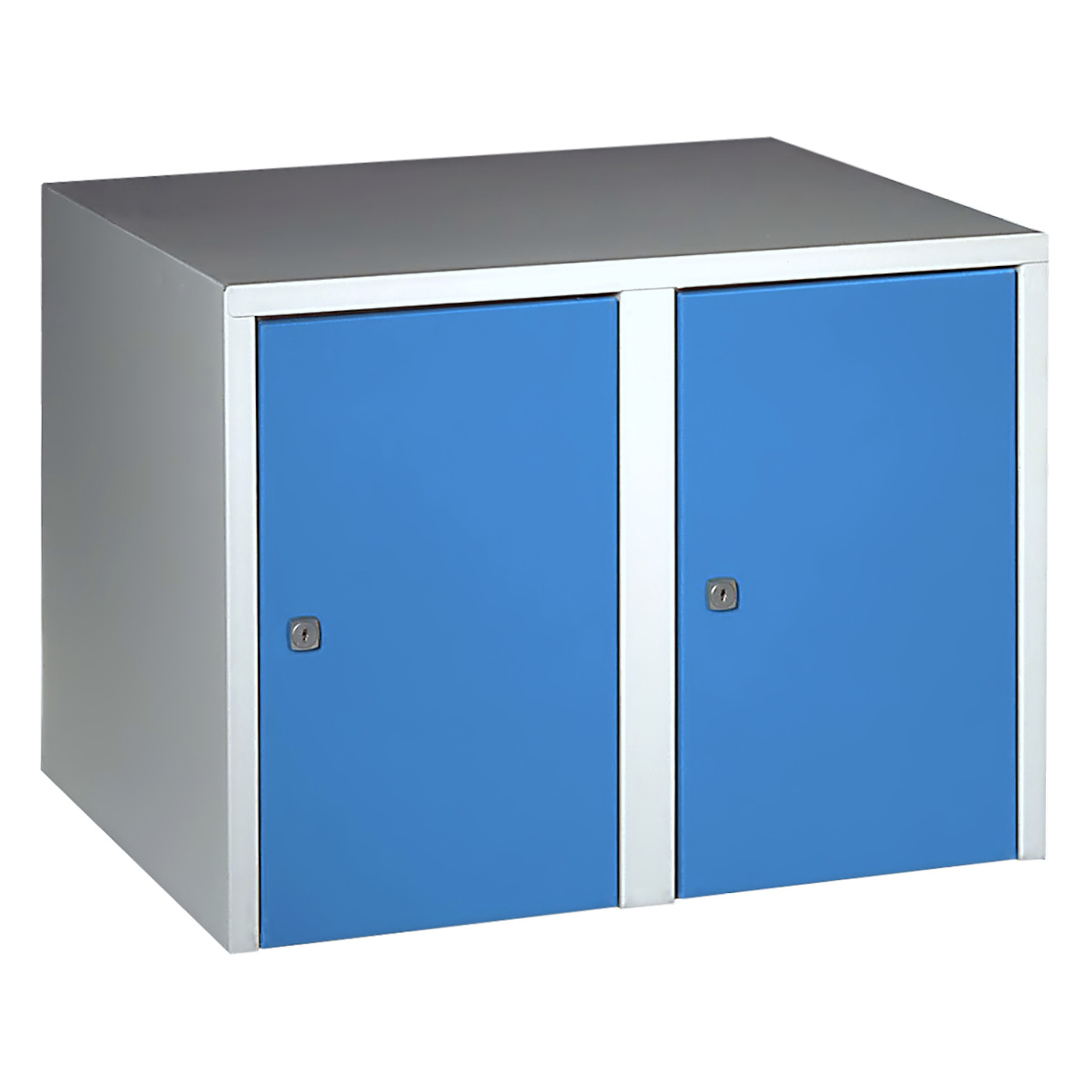 Wolf Aufsatzschrank Serie 73 , Sockel, Abteilbreite 300 mm, 2 Abteile Lichtblau RAL 5012