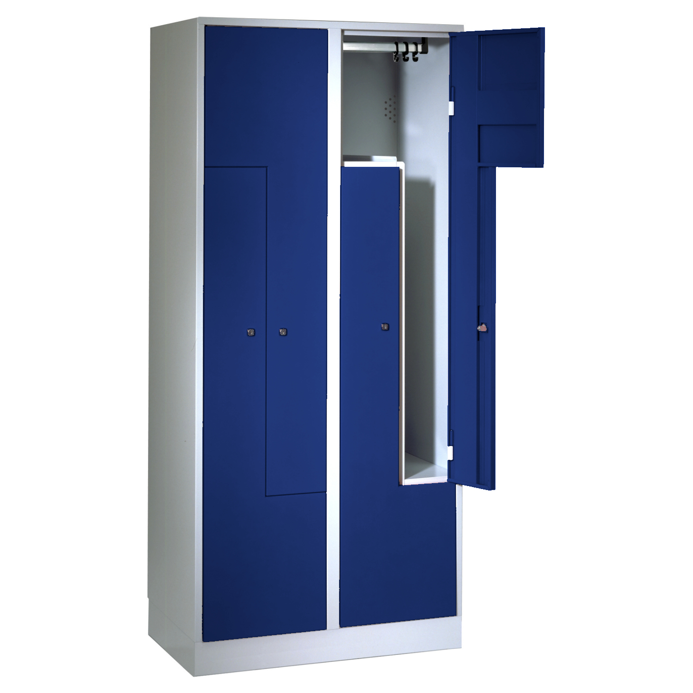 Wolf Z-Spind Serie 71 Z, Sockel, 4 Fächer mit einer Breite von je 200/400 mm Enzianblau RAL 5010